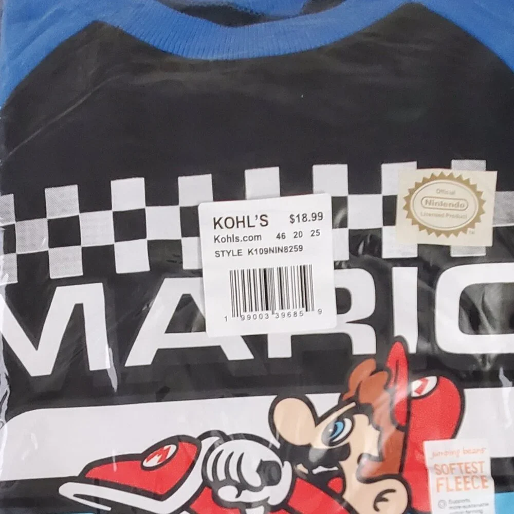 Boy's Mario Kart Graphic Pullover Fleece by Jumping Beans Size 7 NWT